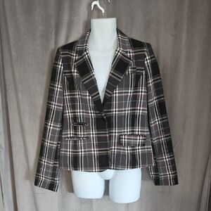Point Zero XL Checkered Blazer - Black, White, Pink